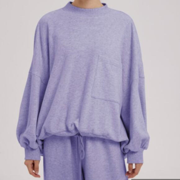 Oversized Drawstring Hem Cotton Sweatshirt and Lounger set Women’s Size Small - Picture 2 of 9